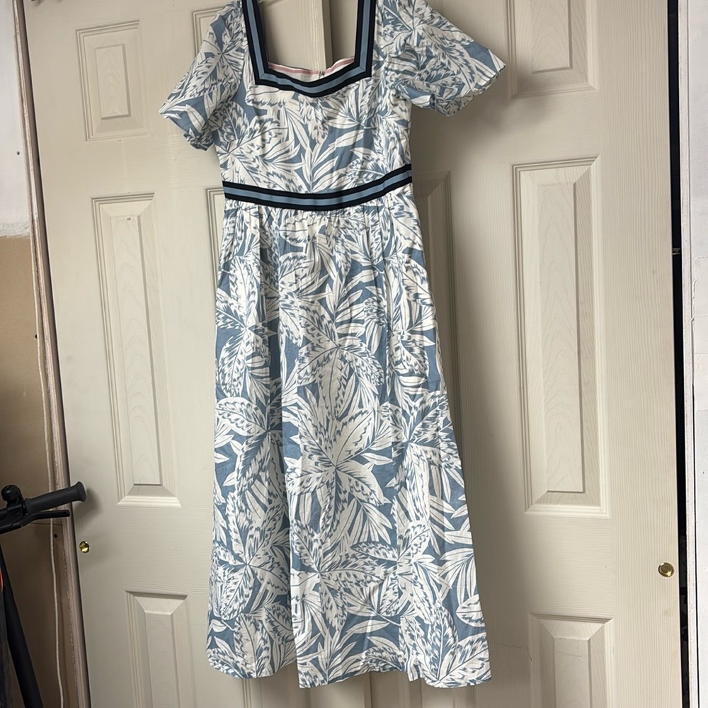 Boden Blue White‎ Stripe Detail Midi Dress Size 4P